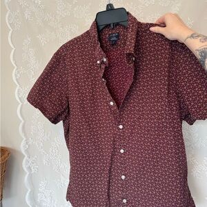 J. Crew Red Casual Button Down Shirt with Sophisticated Print